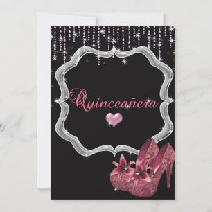 Elegante, Glitter, Quinceanera-uitnodiging Kaart