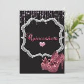 Elegante, Glitter, Quinceanera-uitnodiging Kaart (Staand voorkant)