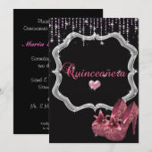 Elegante, Glitter, Quinceanera-uitnodiging Kaart (Voorkant / Achterkant)