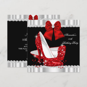 Elegante Glitter Rode Glamour Hoge Hakken Verjaard Kaart