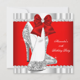 Elegante Glitter Rode Glamour Hoge Hakken Zilver 2 Kaart