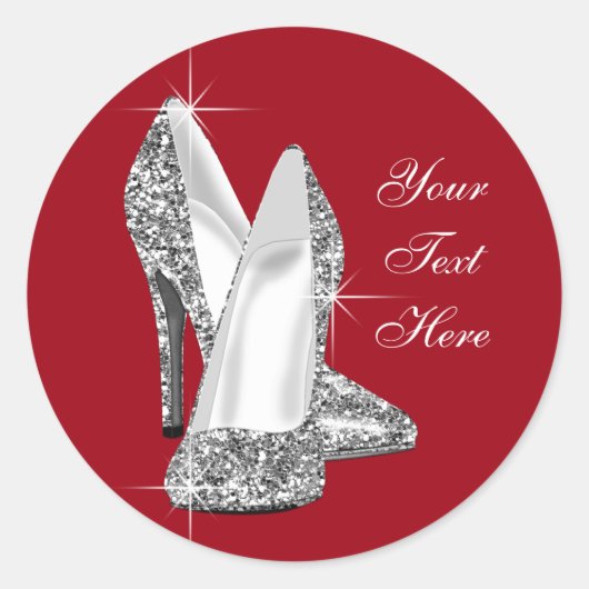 Elegante Glitter Rode Hoge Hak Schoen Stickers (Voorkant)