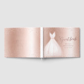 Elegante glitter roos gouden roze jurk quinceañera gastenboek (Volledig)