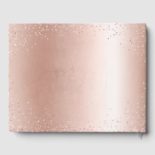 Elegante glitter roos gouden roze jurk quinceañera gastenboek (Achterkant)