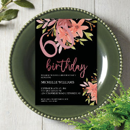 Elegante Glitter Roze Calligrafie Bloem Kaart