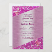 elegante glitter roze folie sparkle Butterfly clas Kaart (Achterkant)