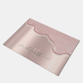 Elegante Glitter Roze Gouden Drips Monogram Deurmat (Schuin)