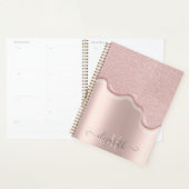 Elegante Glitter Roze Gouden Drips Monogram Planner (Display)