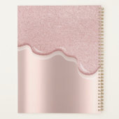 Elegante Glitter Roze Gouden Drips Monogram Planner (Achterkant)