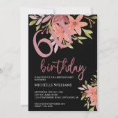 Elegante Glitter Roze Kalligrafie Bloemen Kaart (Voorkant)