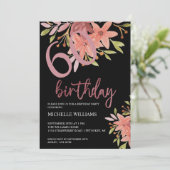 Elegante Glitter Roze Kalligrafie Bloemen Kaart (Staand voorkant)