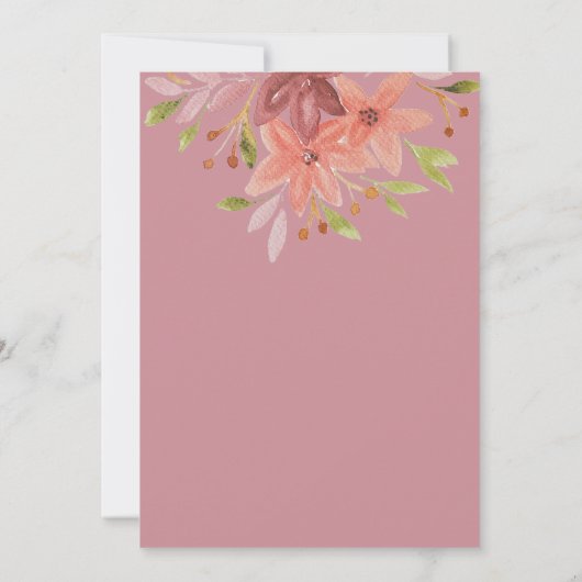 Elegante Glitter Roze Kalligrafie Bloemen Kaart (Achterkant)