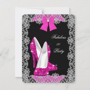 Elegante Glitter Roze Stiletto Fantastisch Feest Kaart