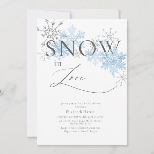 Elegante Glitter Sneeuw in Liefde Vrijgezellenfees Kaart (Voorkant)