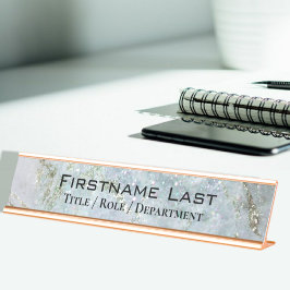 Elegante Glitter Sparkle Marble Aangepaste Naam Do Bureau Naambordje