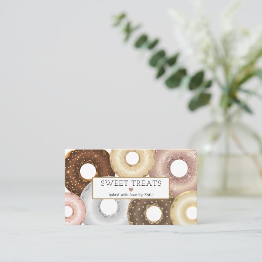 Elegante glitter Sprinkle Donut Bakery Cake Pastry Visitekaartje (Staand voorkant)