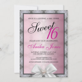Elegante Glitter Sweet 16 Verjaardagsuitnodiging Kaart