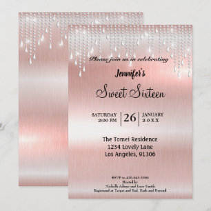 Elegante glitter Sweet Sixteen Kaart