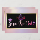Elegante glitter, tiara afstudeercadeau Save The D Save The Date (Voorkant / Achterkant)
