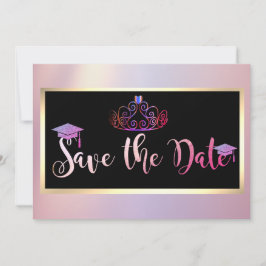 Elegante glitter, tiara afstudeercadeau Save The D Save The Date