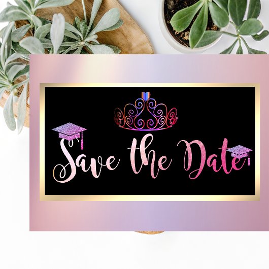 Elegante glitter, tiara afstudeercadeaus Save The  Date
