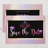 Elegante glitter, tiara afstudeerdata opslaan save the date (Voorkant / Achterkant)