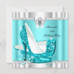 Elegante Glitter Turquoise Blauwe Glamour Hoge Hak Kaart