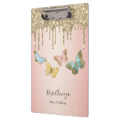 Elegante Glitter Vlinders Persoonlijk Klembord (Links)