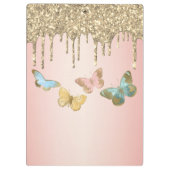 Elegante Glitter Vlinders Persoonlijk Klembord (Achterkant)