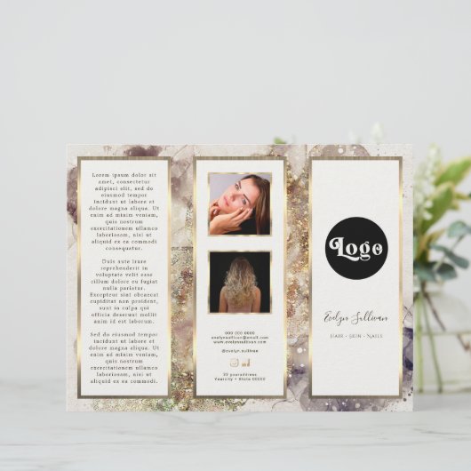 Elegante Glitter Waterverf en Folie Brochure (Staand voorkant)