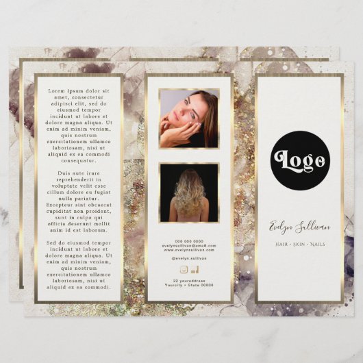 Elegante Glitter Waterverf en Folie Brochure (Voorkant / Achterkant)