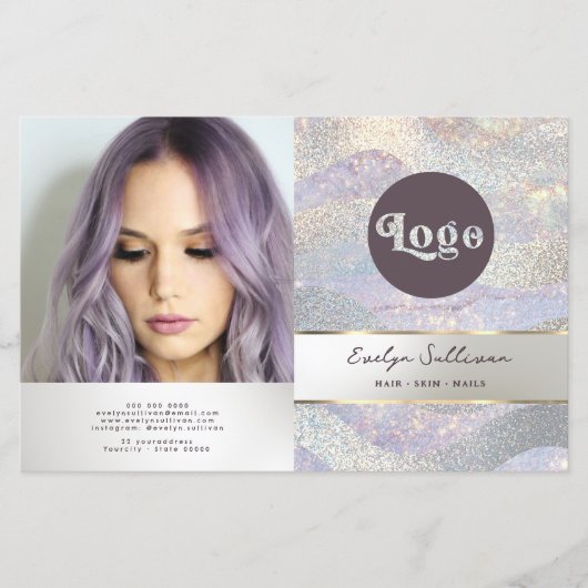 Elegante glitter waterverf golven bifold brochure (Voorkant)