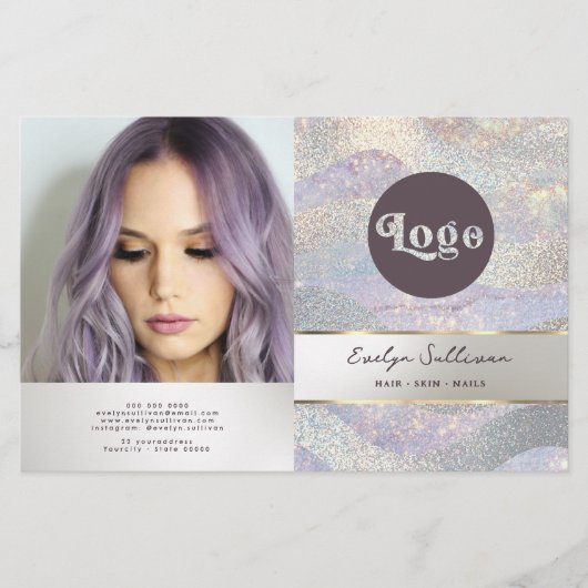 Elegante glitter waterverf golven bifold brochure (Voorkant)