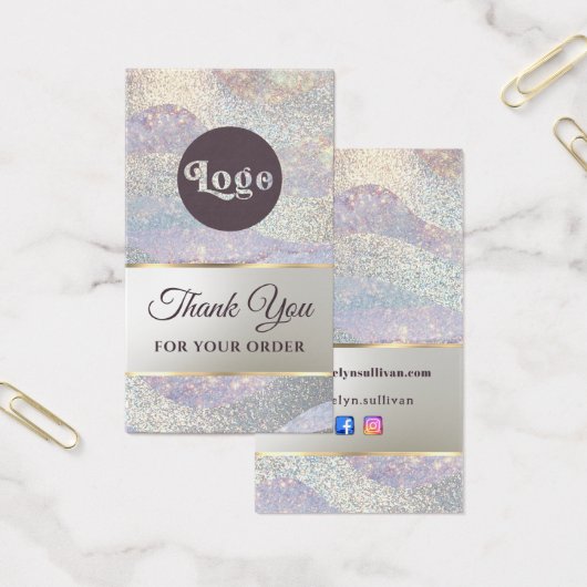 Elegante glitter waterverf golven bijsluiter visitekaartje (Kantoor)