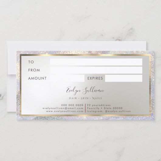 Elegante glitter waterverf golven Cadeaubon (Achterkant)