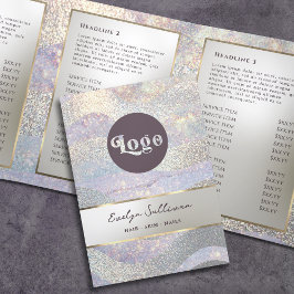 Elegante glitter waterverf golven drievoudige fold drieluik kaart