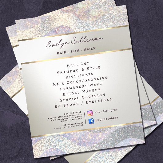 Elegante glitter waterverf golven flyer