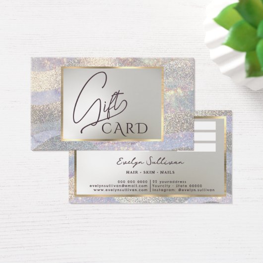 Elegante glitter waterverf golven Gift Kaart (Bureau)