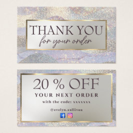 Elegante glitter waterverf golven kortingskaart visitekaartje
