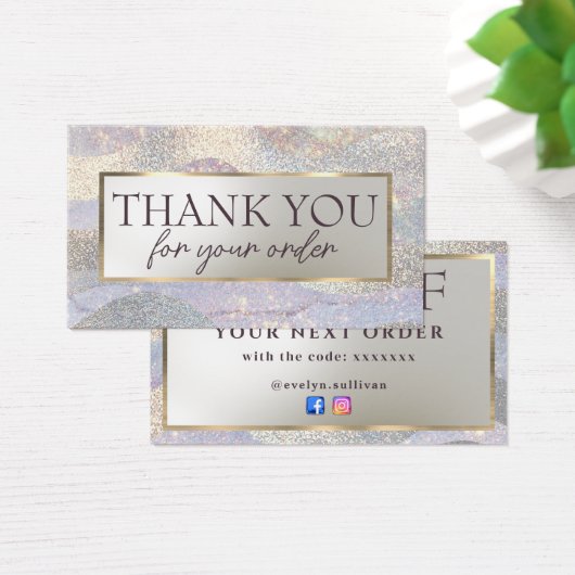 Elegante glitter waterverf golven kortingskaart visitekaartje (Bureau)