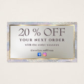 Elegante glitter waterverf golven kortingskaart visitekaartje (Achterkant)