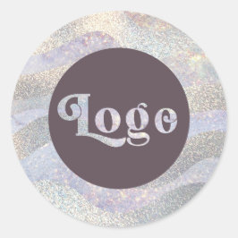 Elegante glitter waterverf golven logo ronde sticker