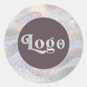 Elegante glitter waterverf golven logo ronde sticker