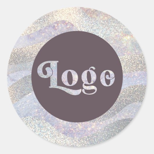 Elegante glitter waterverf golven logo ronde sticker (Voorkant)