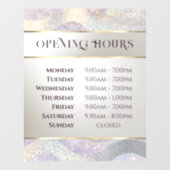 Elegante glitter waterverf golven openingstijden raamsticker (Vel)