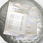 Elegante glitter waterverf golven prijslijst flyer