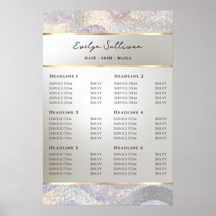 Elegante glitter waterverf golven prijslijst poste poster