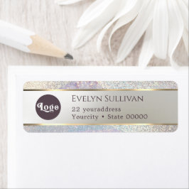 Elegante glitter waterverf golven retour adres etiket