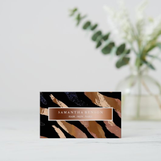 Elegante glitter Waterverf golven Visitekaartje (Staand voorkant)