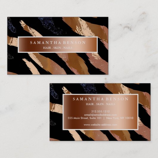 Elegante glitter Waterverf golven Visitekaartje (Voorkant / Achterkant)